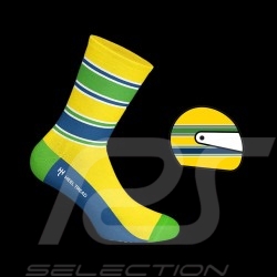 Ayrton Senna Socken Gelb / Blau / Grün - Unisex - Größe 41/46