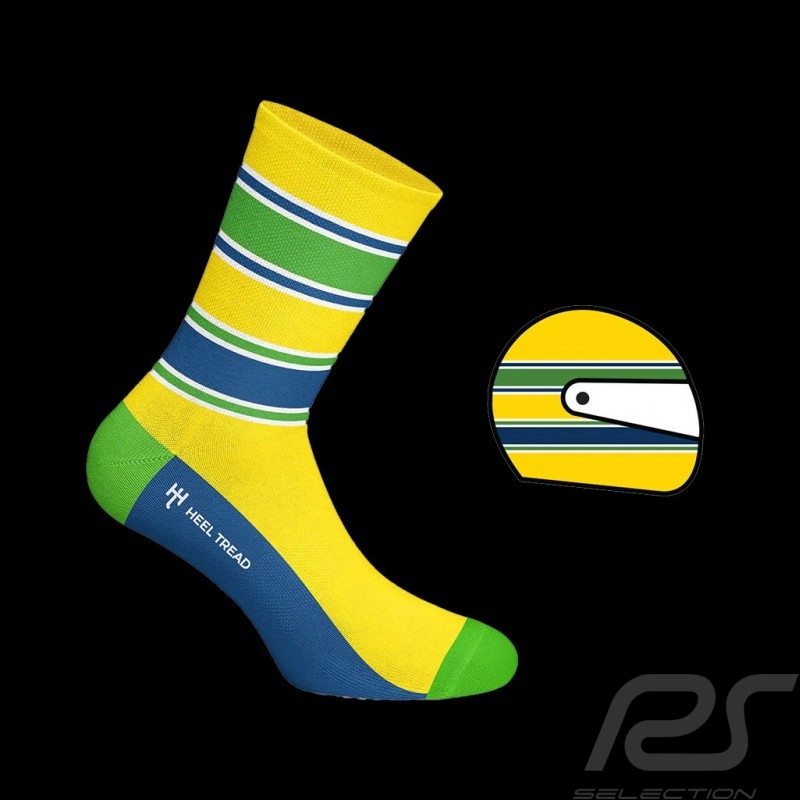Ayrton Senna Socken Gelb / Blau / Grün - Unisex - Größe 41/46
