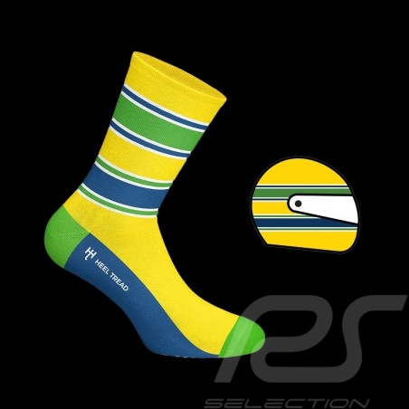 Ayrton Senna Socken Gelb / Blau / Grün - Unisex - Größe 41/46