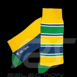 Ayrton Senna Socken Gelb / Blau / Grün - Unisex - Größe 41/46