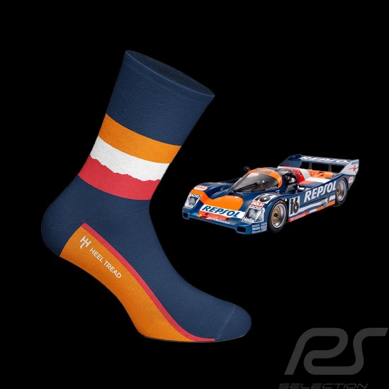 Porsche 962C 24h Le Mans 1990 Socken Blau / Rot / Orange / Weiß - Unisex - Größe 41/46