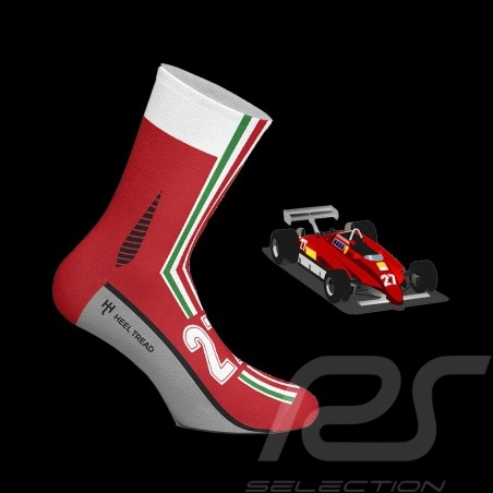 Ferrari 126C2 F1 Gilles Villeneuve Socken Rot - Unisex - Größe 41/46