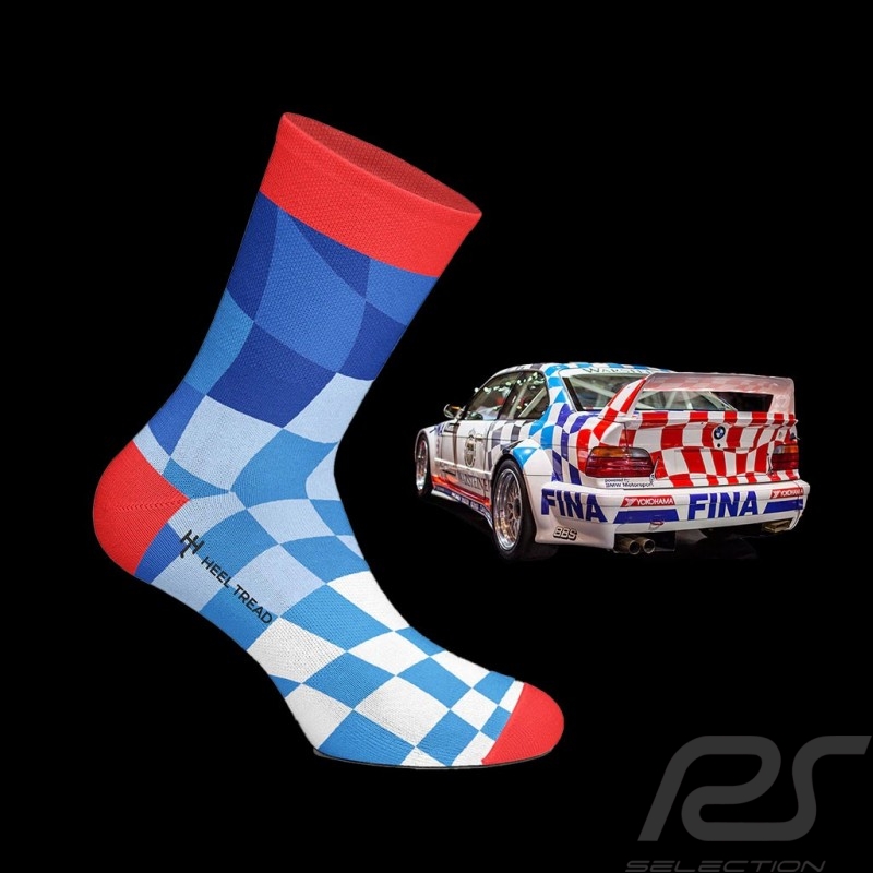 Chaussettes BMW M Motorsport Damier Bleu / Blanc - mixte - Pointure 41/46