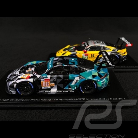 Duo Porsche 911 RSR-19 n° 72 & n° 88 Hyperpole LMGTE Pro & Am 24h Le Mans 2021 1/43 Spark
