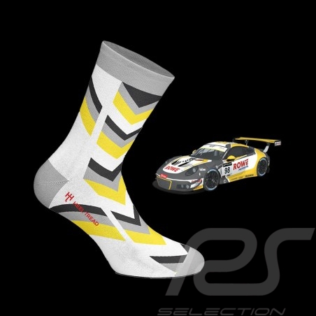 Porsche 911 GT3 R Sieger 24h Spa 2020 ROWE Socken Gelb / Weiß / Schwarz - Unisex - Größe 41/46