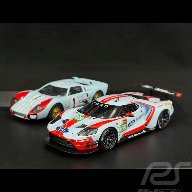 Duo Ford GT40 n° 1 & Ford GT n° 69 24h Le Mans 1966 - 2019 1/43 Ixo Models  SP-FGT-43001-SET2