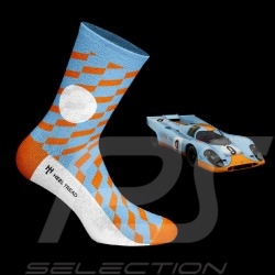 917 Gulf / GT 40 Le Mans Inspiration Socken Blau / Orange / Weiß - Unisex - Größe 41/46