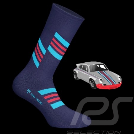 Inspiration Porsche Martini RSR Lange Socken / Kniestrümpfe blau / rot / blau - Unisex