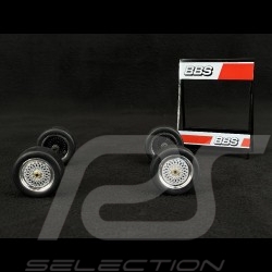 Set mit 4 BBS Felgen und Reifen für Porsche Silber 1/18 Ixo Models 18SET004W