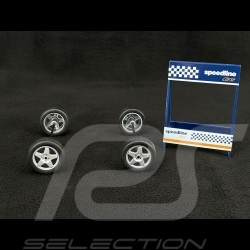 Set of 4 Wheels and Speedline rims for Porsche Silver Metallic 1/18 Ixo Models 18SET007W