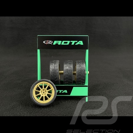 Set mit 4 ROTA Felgen und Reifen für Porsche Gold 1/18 Ixo Models 18SET005W