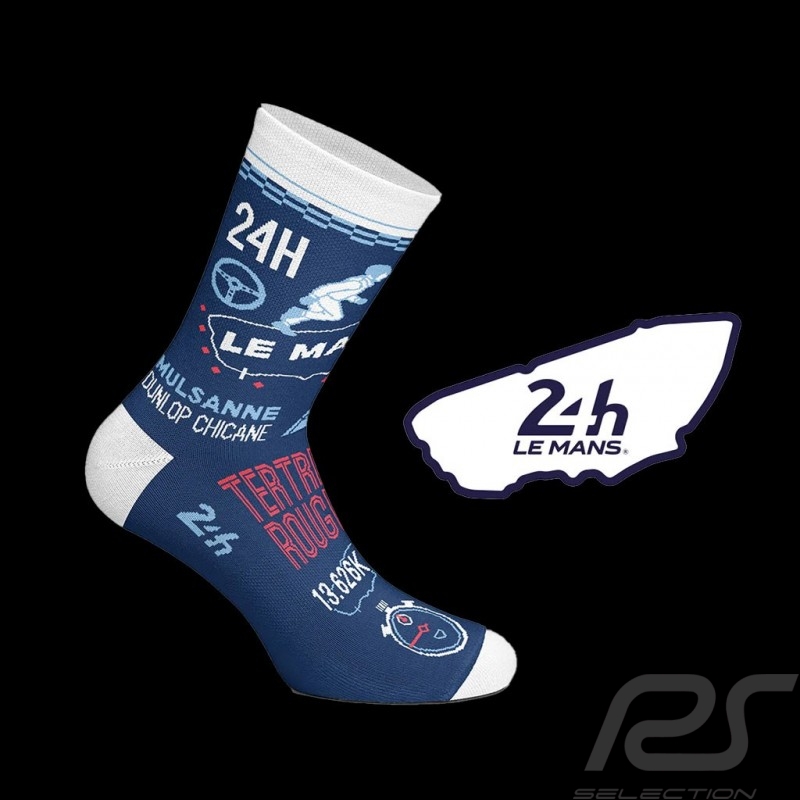24h Le Mans Socken Blau / Weiß - Unisex - Größe 41/46