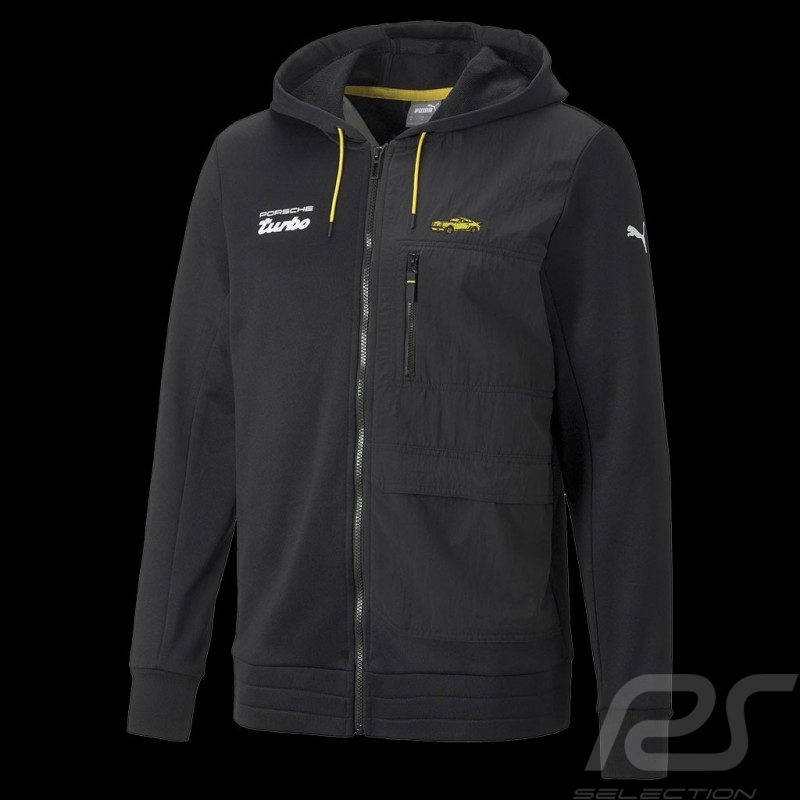Veste Porsche Turbo Puma Sweatshirt à capuche Hoodie Noir / Jaune 534826-01 - homme