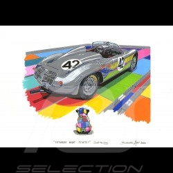 Porsche 718 RSK Gris Bull the Dog "Saturday Night Fever" Reproduction d'une peinture originale de Bixhope Art