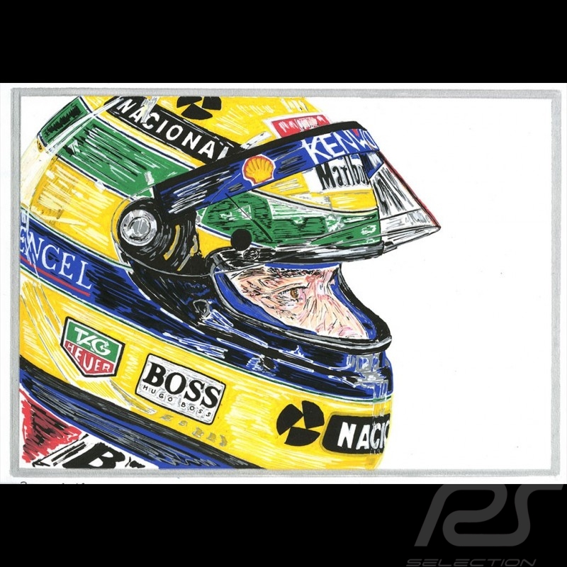 Ayrton Senna "Immortel" Bull the Dog Reproduction d'une peinture originale de Bixhope Art