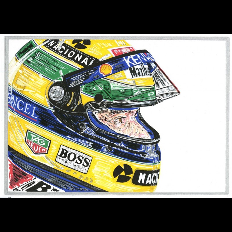 Ayrton Senna - Helmet - San Marino GP - 1988 Art Print