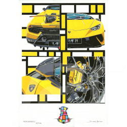 Lamborghini Huracan Spyder "Performante" Bull the Dog Reproduction d'une peinture originale de Bixhope Art