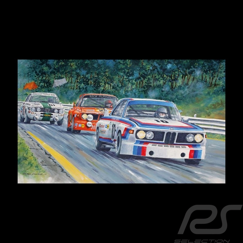 Poster BMW 3.0 CSL n° 10 & n° 21 24h Spa 1973 " Bataille fatale " de Benoît Deliège