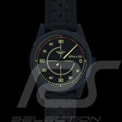 Tachometeruhr Lancia Delta Integrale Einzeiger 9000 rpm Schwarz / Schwarzes Armband