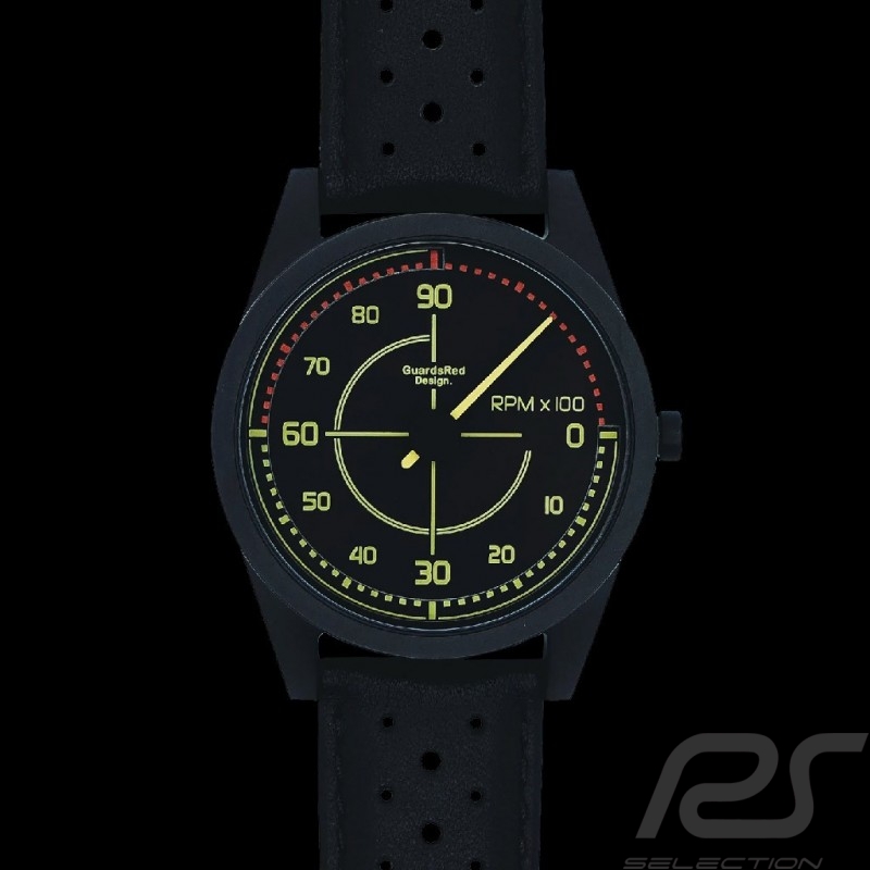 Tachometeruhr Lancia Delta Integrale Einzeiger 9000 rpm Schwarz / Schwarzes Armband