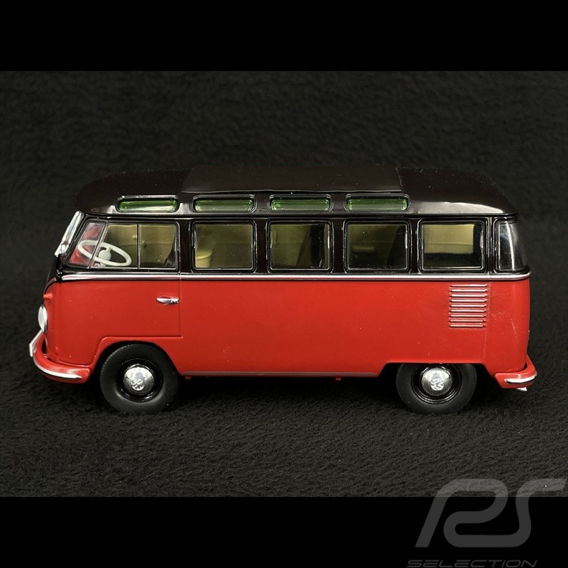 Volkswagen Transporter Bulli T1b Samba Minibus 1962 Rubyrot / Schwarz 1/32  Schuco 450785700