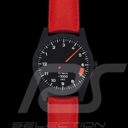 Tachometer watch Porsche 911 Carrera SC single-hand 6200 rpm Black / Red Strap