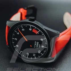 Tachometer watch Porsche 911 Carrera SC single-hand 6200 rpm Black / Red Strap
