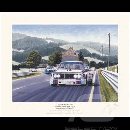 Poster BMW 3.0 CSL n° 10 24h Spa 1973 " Legende des Ardennes " by Benoît Deliège