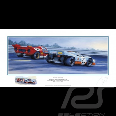 Poster Porsche 917K Gulf n° 20 & Ferrari 512S n° 16 24h Le Mans 1970 " Bataille de géants " by Benoît Deliège