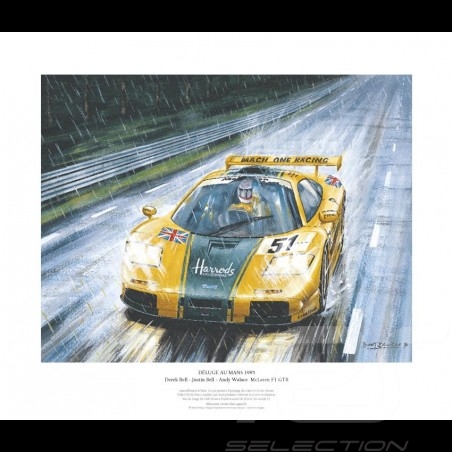 Poster McLaren F1 GTR n° 51 24h Le Mans 1995 " Déluge au Mans 1995 " de Benoît Deliège