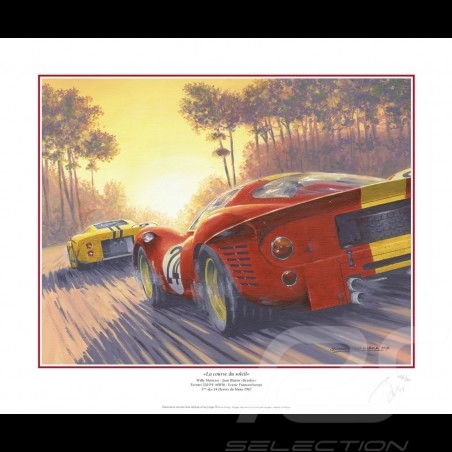 Poster Ferrari 330 P4 n° 24 24h Le Mans 1967 " La course du soleil " by Benoît Deliège