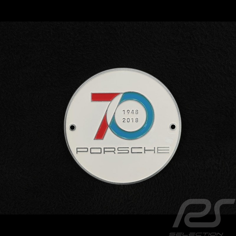 Badge de grille Porsche 70 ans 1948 - 2018 Blanc / Rouge / Bleu