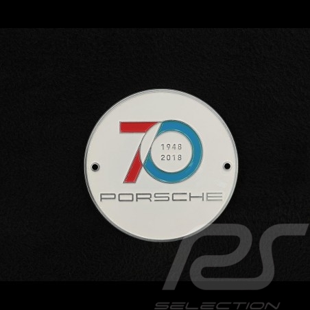 Grill Badge Porsche 70 Jahre 1948 - 2018 Weiß / Rot / Blau