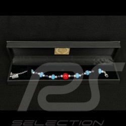Bracelet Inspiration Martini Racing Watkins Glen perles de verre avec chaîne argent - Sue Corfield