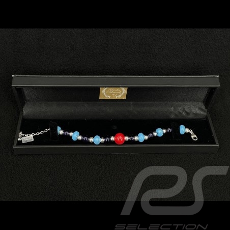 Martini Racing Inspiration Watkins Glen Bracelet glass beads with silver chain - Sue Corfield