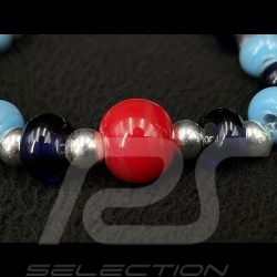 Bracelet Inspiration Martini Racing Watkins Glen perles de verre avec chaîne argent - Sue Corfield