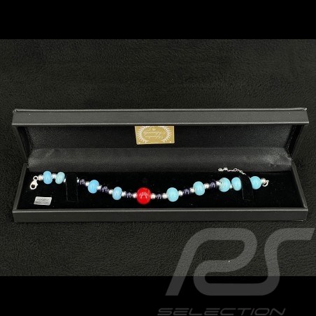 Martini Racing Inspiration Sebring Bracelet glass beads with silver chain - Sue Corfield