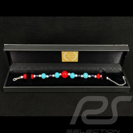 Bracelet Inspiration Martini Racing Vallelunga perles de verre avec chaîne argent - Sue Corfield