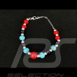 Martini Racing Inspiration Vallelunga Bracelet glass beads with silver chain - Sue Corfield