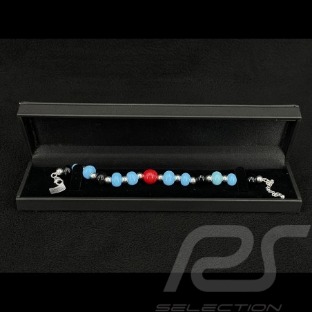 Bracelet Inspiration Martini Racing Targa Florio perles de verre avec chaîne argent - Sue Corfield