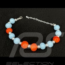 Bracelet Inspiration Gulf Racing Le Mans perles de verre avec chaîne argent - Sue Corfield
