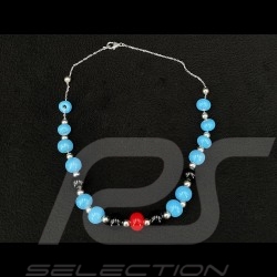 Martini Racing Inspiration Necklace Sebring glass beads with silver chain - Sue Corfield