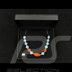Gulf Racing Inspiration Necklace Sebring glass beads with silver chain - Sue Corfield