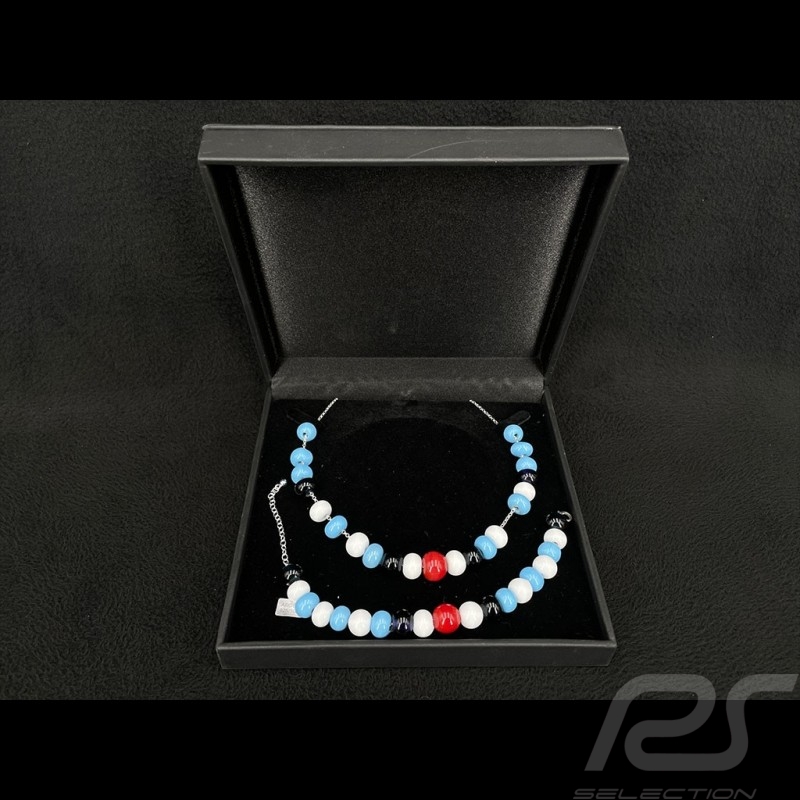 Set Halskette Armband Inspiration Martini Racing Nürburg Glasperlen mit silberner Kette - Sue Corfield
