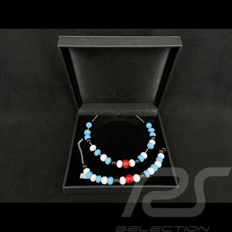 Martini Racing Inspiration Necklace and Bracelet Set Nürburg glass beads with silver chain - Sue Corfield