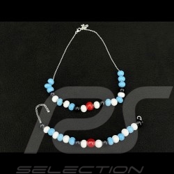 Ensemble Collier Bracelet Inspiration Martini Racing Nürburg perles de verre avec chaîne argent - Sue Corfield