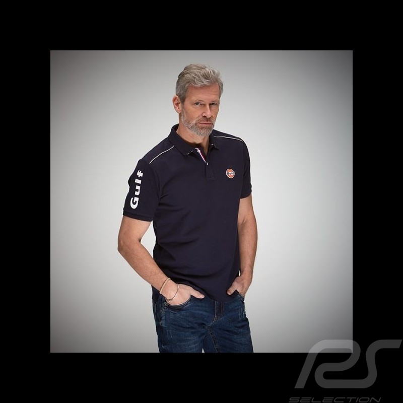 Gulf Polo Chequered Collar Diamond Navy Blue - men