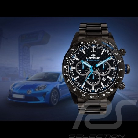 Montre Motorsport Granpremio Chronographe Acier effet Carbon Noir / Bleu Racing avec Coffret spécial Casque 030210BB