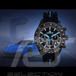 Motorsport Watch Granpremio Chronograph Silocone Black / Blue Racing with Special Box Helmet 030210DD