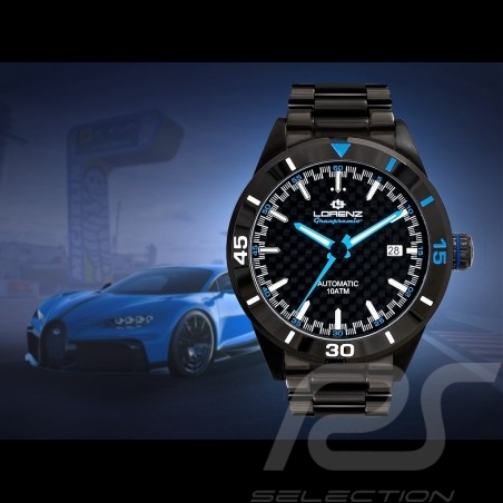 Motorsport Watch Granpremio Automatic Steel Black / Blue Racing with Special Box Helmet 030211BB
